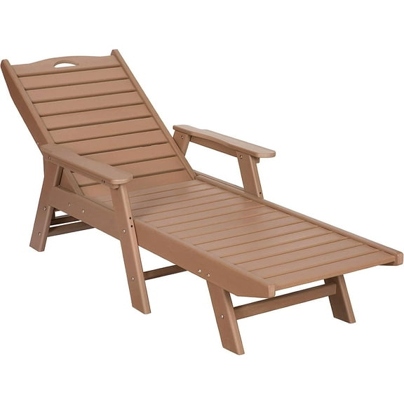 Nalone Outdoor Lounge Chair with 5-Position Adjustable Backrest, HDPE Poolside Chair Supports Up to 400 lbs