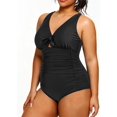 thumbnail image 2 of GHSDFBB Women Plus Size One Piece Swimsuits V Neck Tummy Control Bathing Suits Retro Ruched Swimwear, 2 of 5