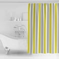 thumbnail image 4 of Extra Long Shower Curtain 72x96 Inch, Yellow Stripe Shower Curtain Waterproof Bathroom Decor Geometric Grey White Vertical Striped Fabric Bath Curtain Set Accessories with Hooks, 4 of 6