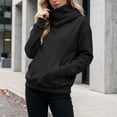 thumbnail image 2 of MaFYtyTPR Women's Cowl Neck Hoodie with Face Cover Casual Pullover Hooded Sweatshirt with Pocket Fall Winter Outdoor Warm Tops 01-Black L, 2 of 6
