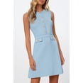 thumbnail image 2 of Vestido MEROKEETY para mujer, formal, sin mangas, mini, azul claro, 2 of 8