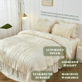 thumbnail image 3 of Queen Comforter Set Light Grey Bedding - Ruched Comforter Queen Size Bed Set Boho Shabby Chic Comforter Fluffy 3 Piece Ruffle Comforter Set Pillow Girl Bedding Soft, 3 of 8