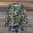thumbnail image 2 of WTOBBY Women's Christmas Floral Knitted Top, Long Sleeve Round Neck Casual Sweater, Holiday Print Pullover Blouse for Seasonal Style, Soft Yarn Construction for Comfort,Army Green L, 2 of 5
