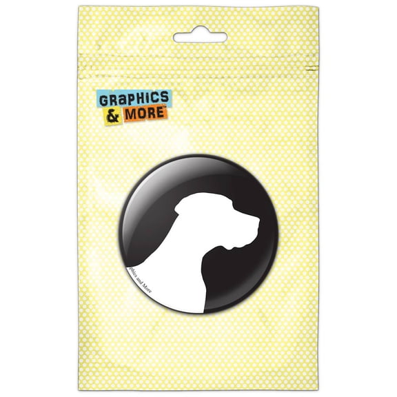 Great Dane Dog Face Silhouette White on Black Pinback Button Pin Badge