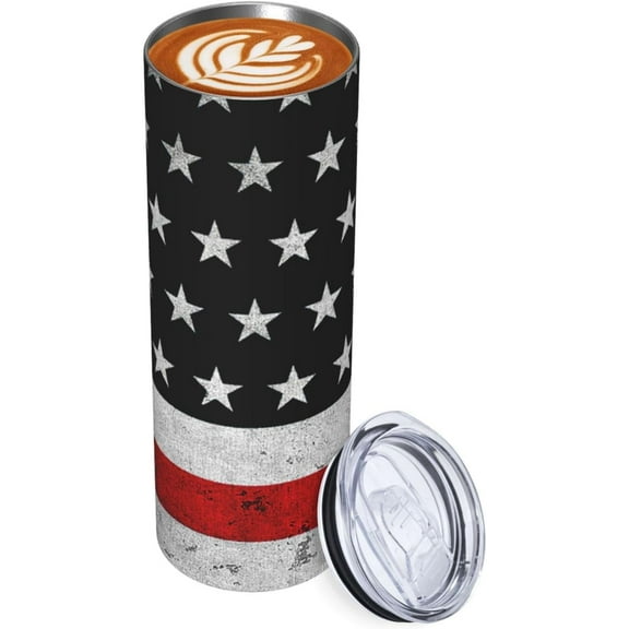 20oz Insulated Stainless Steel Tumbler Mug | American Flag Cup with Lid and Straw | Hot and cold insulation |Gifts for Men Women Teens