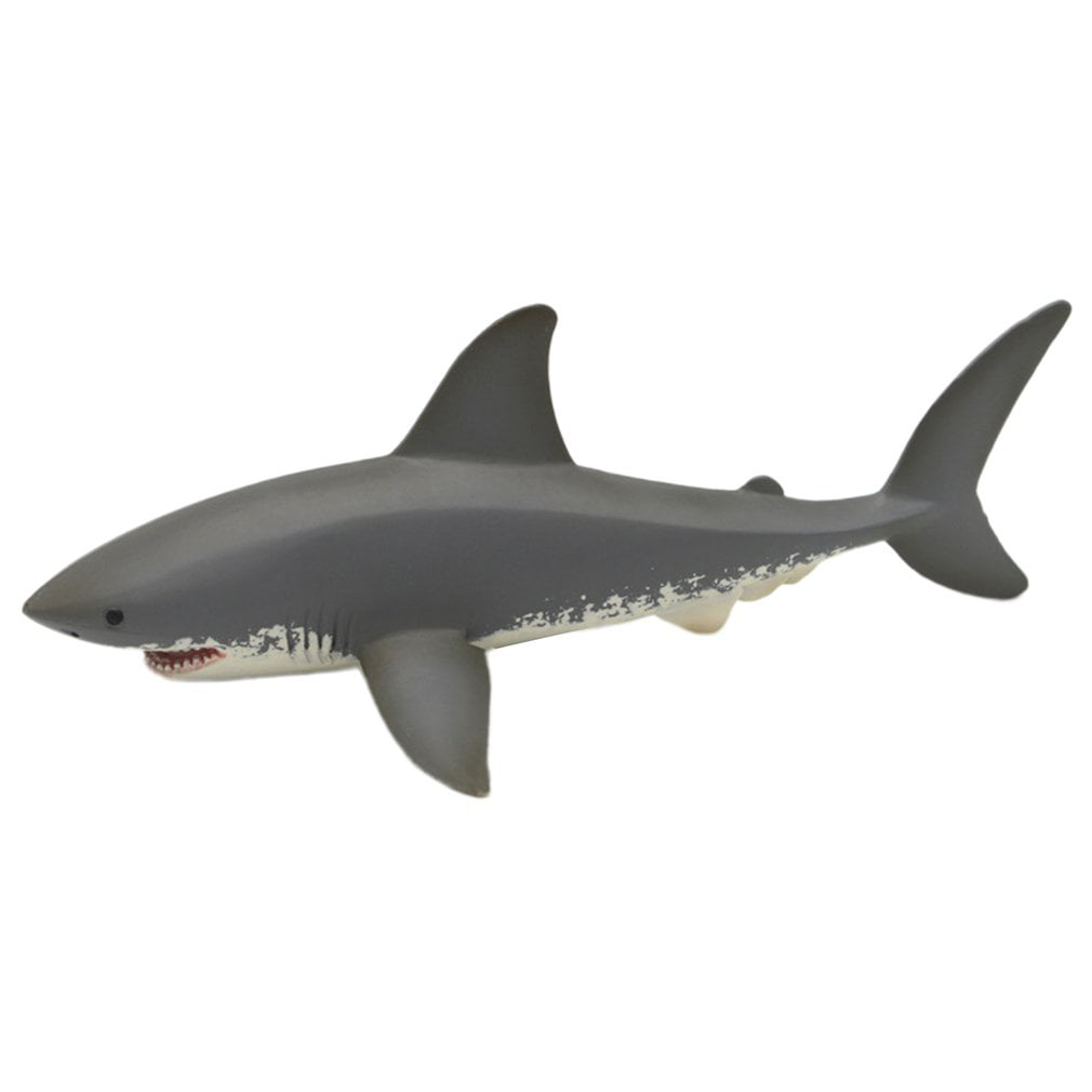 18cm Realistic White Shark Sea Ocean Animal Figure Solid Plastic Toy Model 