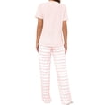 thumbnail image 2 of Hanerdun Women Pajama Set Sleepwear Female 2PCS Striped Short Sleeve Pjs Homewear Pink M, 2 of 5