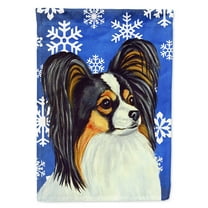 Papillon Winter Snowflakes Holiday Flag Canvas House Size