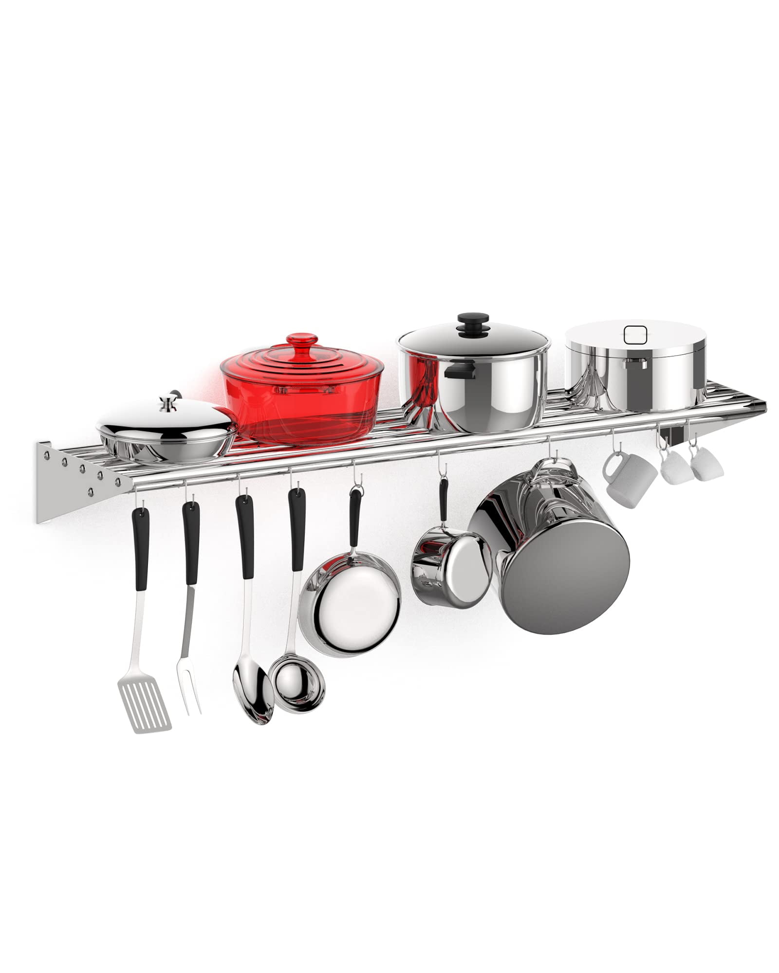 Whizmax Stainless Steel Wall Mount Kitchen Rack with Hooks