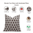 thumbnail image 2 of Fabdivine Block Print Throw Pillow Cover, 16x16 Inch Pure Linen Handmade Cushion Cover, Floral Print Boho Design Brown Pillow Cover for Sofa and Couch, 2 of 5