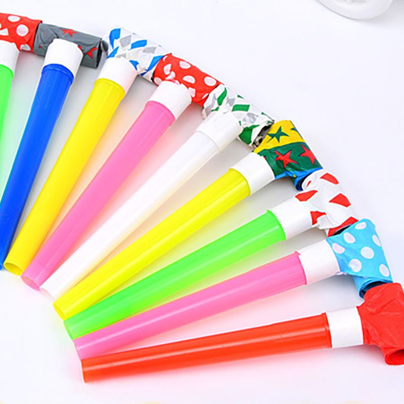 Baby Shower New Years Party Goody Bag Stuffers 18 Pieces Colorful Rainbow Party Blowouts Glitter Metallic Noisemakers Blowouts Whistles Musical Blow Out Party Blowers for Fun Birthday Party Favors
