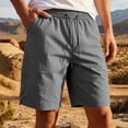 thumbnail image 2 of Linen Shorts for Men 11 Inch Inseam Summer Gym Shorts for Men Loose Elastic Waist Drawstring Cargo Shorts with Pocket Lightweight Casual Sports Shorts Dark Gray XXL, 2 of 7
