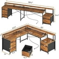 thumbnail image 3 of SEDETA L Shaped Desk with 6 Drawer, 108" Home Office Desk with File Drawer & Power Outlet, Corner Computer Desk with Monitor Shelf, Two Person Desk, Gaming Desk with Led Lights, Rustic Brown, 3 of 9