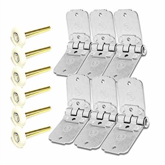 UrMarketOutlet 6 Set x Transglobal Mild Steel Roll Up End Hinge (Metallic) + Nylon Roller (2.00") Works with Freight Trailer Truck Roll Up Door