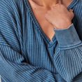 thumbnail image 3 of Women Long Sleeve T-Shirts Solid Color Dropped Shoulders V-Neck Waffle Shirts Spring Fall Loose Fit Tops Streetwear, 3 of 5
