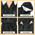 thumbnail image 3 of Women Hooded Fluffy Long Robes Warm Plush Sherpa Lined Hood Fleece Bathrobe with Pocket, 3 of 9