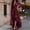 X-496Red, variant on YMNXA Womens Dress Long Sleeve V Neck Solid Color Ruffles Pleated Detail Comfortable Stylish Dresses For Party And Formal Occasions,Black,L