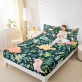 thumbnail image 4 of jejeloiu Kawaii Dinosaur Dino Queen Sheet Sets,Cartoon Animal Flat Sheet,Green Leaves Queen Fitted Sheet For Boys,Luxury Bedroom Decor,4pcs, 4 of 7