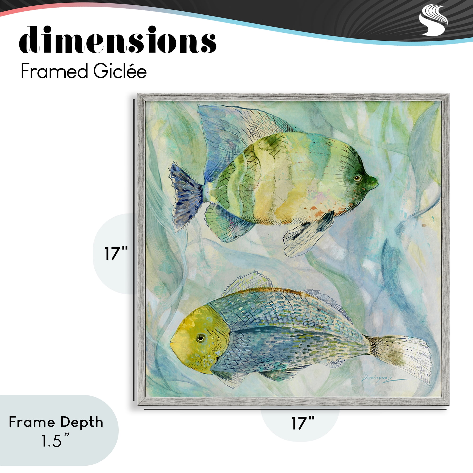Stupell Industries Sweet Fish Duo Blue Green Gray Framed Giclee Art, design by Lorenzo Collective