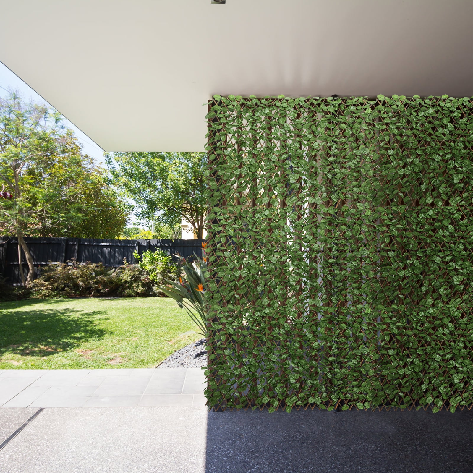 Adjustable Artificial Hedge Laurel leaf Garden Wall Fence Railing Privacy Screen 