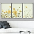 thumbnail image 2 of wall26 - 3 Panel Framed Canvas Wall Art - Yellow Wild Flowers - Giclee Print Gallery Wrap Modern Home Art Ready to Hang - 24"x36"x3 Black, 2 of 5