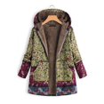 thumbnail image 1 of AMERTEER Women Winter Down Coat Printed Hooded Pockets Warm Fleece Floral Button Down Coat Jacket, 1 of 6