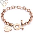 thumbnail image 1 of Pulseras Mujer, Pulseras de Corazon, Ajustable, Titanio Oro Acero Oro Rosa con CorazóN Colgante Love Bible Bracelet Woman, CorazóN Moda Accesorio para Navidad, Día de San Valentín, 1 of 4