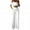 White, variant on Summer Pants for Women Fashion Solid Cold Shoulder Ruffle Shirt Button Zipper Wide Leg Pant Suit Womens Sweet Pants Extra Long Dress for Tall Women Thermal Sports Fuzzy Sweatpants plus Size Black XL