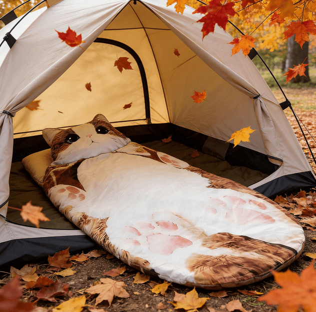 Adult Soft Sleeping Bag – Plush Cat Envelope Sleeping Bag for Camping, Sleepovers & Home Lounging, Washable Warm Blanket 69x31 IN