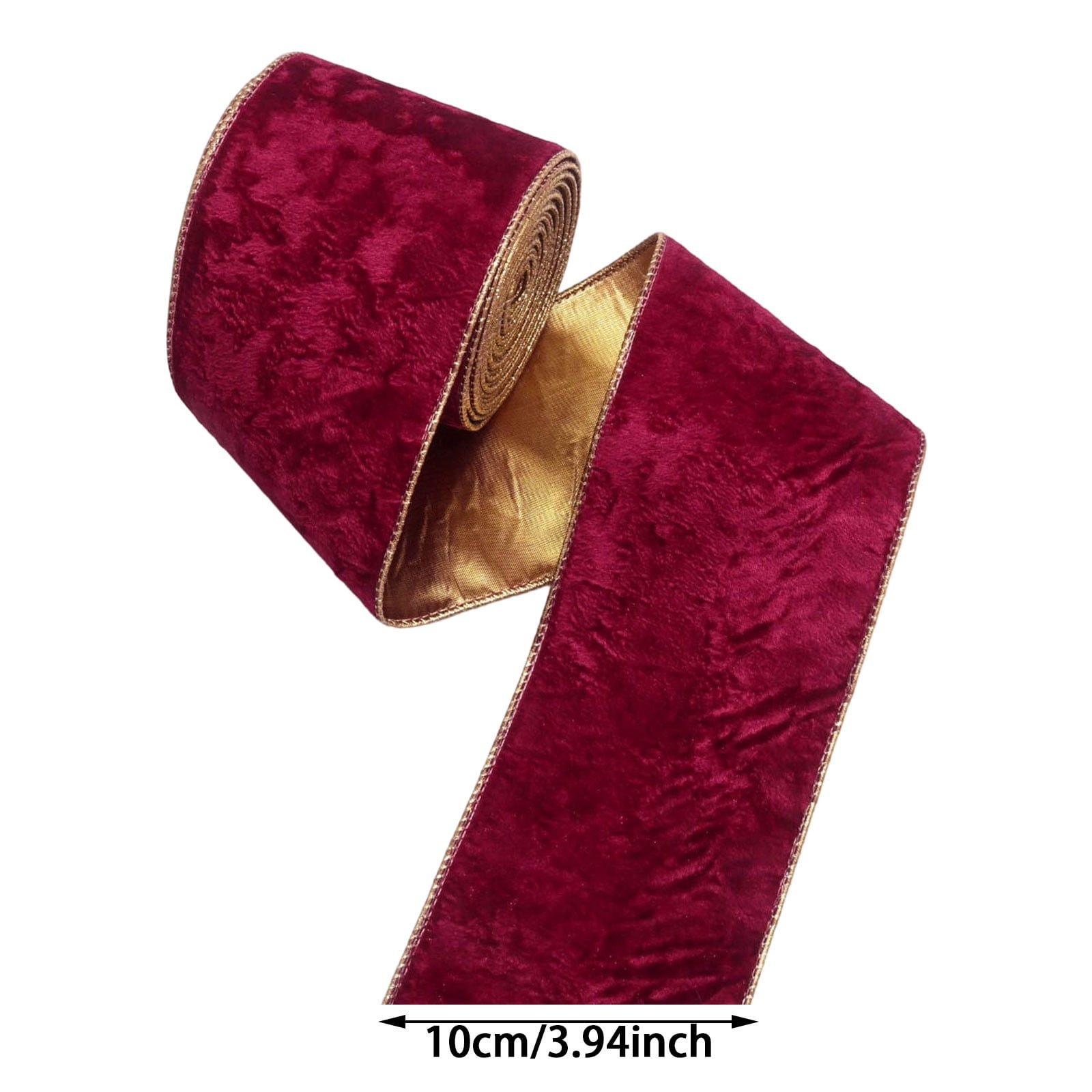 4Rolls Christmas Velvet Ribbon, 3.94 Inches Wide x 10 Yards Vintage Wrapping Ribbon for Holiday Gift Wrapping, Xmas Decor, Bow Making, Wreath Decorations, Floral Arrangements and DIY Craft Supplies