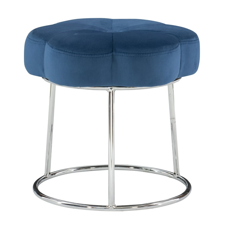 Linon Seraphina Accent Vanity Stool, Navy Blue