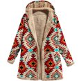 thumbnail image 2 of Dezsed Women's Jacket Clearance Women Sexy Western Printing Fleece Velvet Jacket Pocket Crop Workout Long Sleeve Lapel Loose Thick Hooded Casual Coat Tops Outwears Khaki L, 2 of 4
