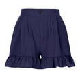 thumbnail image 2 of Abcnature Plus Size Shorts, Womens Athletic Shorts, Women Fashion Solid Color Casual Wide Leg Ruffle Loose High Waist Shorts, Comfy Beach Shorts, Yoga Pants, Cycling Sport Shorts Navy 3XL, 2 of 6
