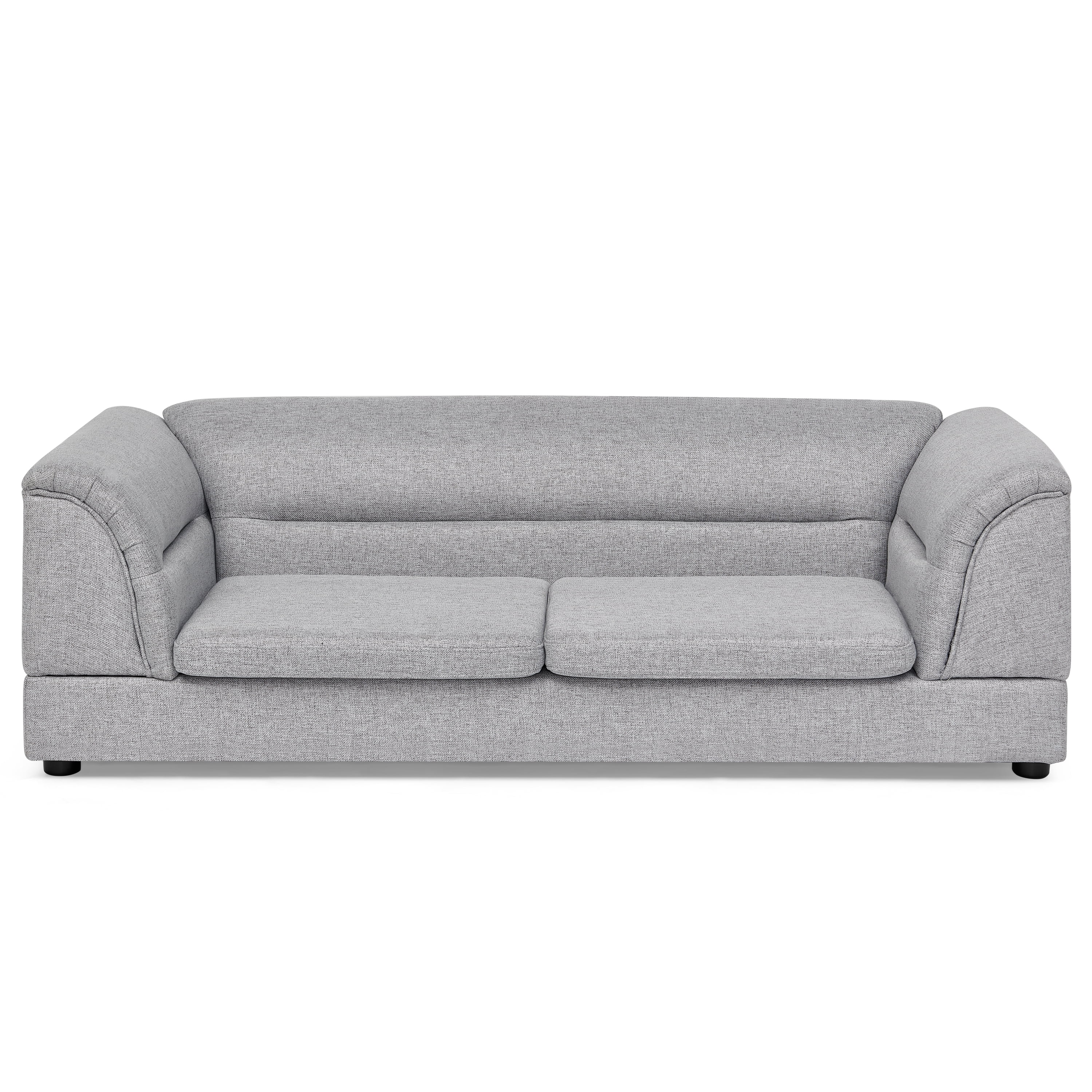 Oversized Pet Sofa, Curved Armrest Rectangular Dog Sofa, Linen Fabric Comfort Pet Couch for Large & Oversized Dogs-LIGHT GREYX