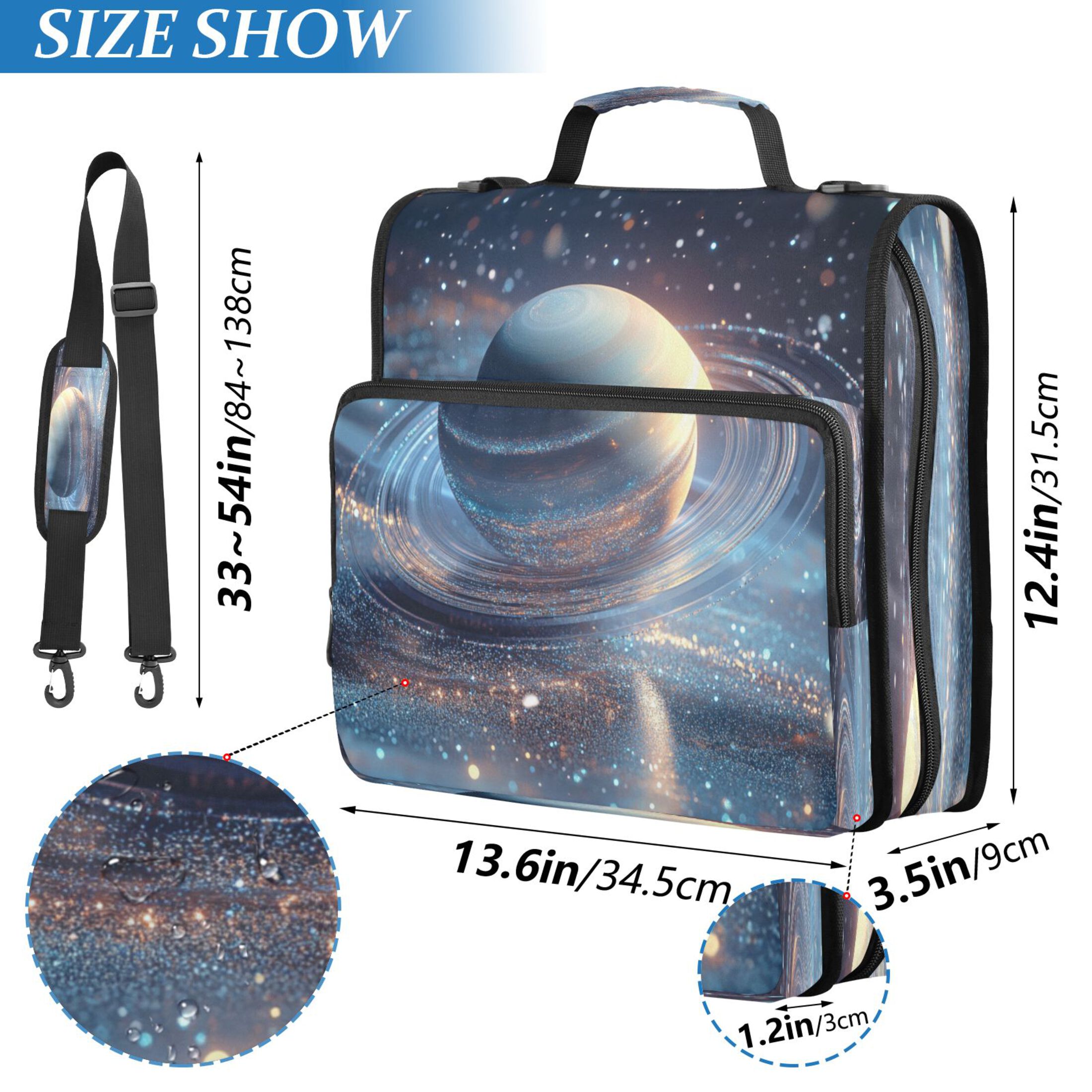 YAZAOO Zipper Binder trapper keeper Documents Organized Design Celestial Serenity Printed