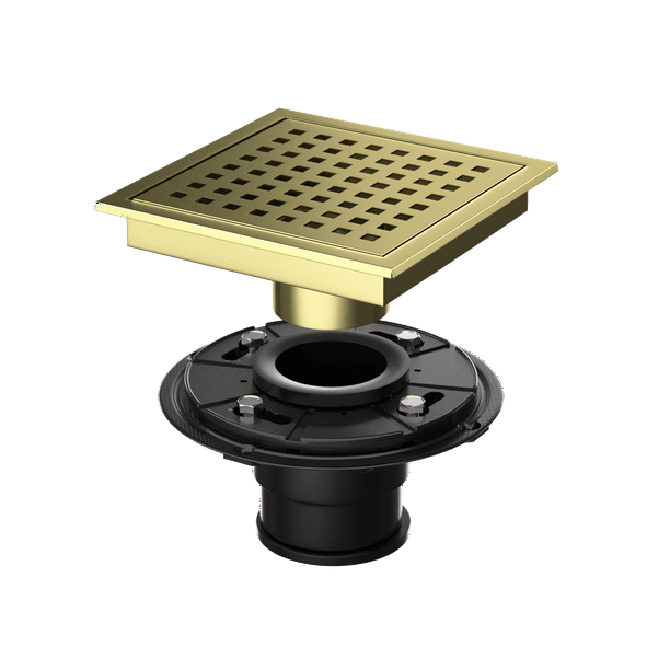 6 inch Square Shower Floor Drain with Flange, Food Grade SUS 304