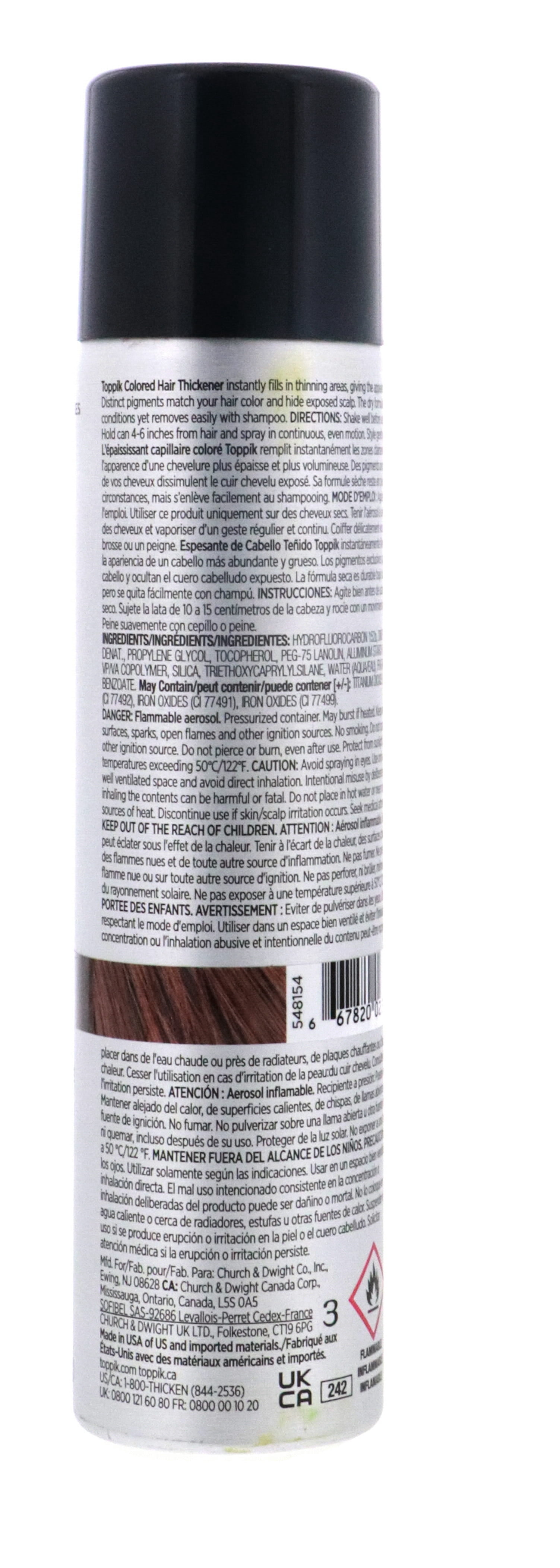 Toppik Colored Hair Thickener, Dry Formula, Lt Brown 5.1 oz