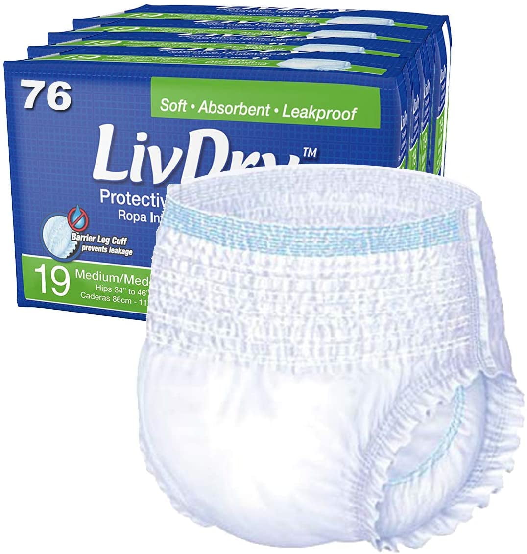 LivDry Unisex Adult Incontinence Underwear, Extra Comfort, High