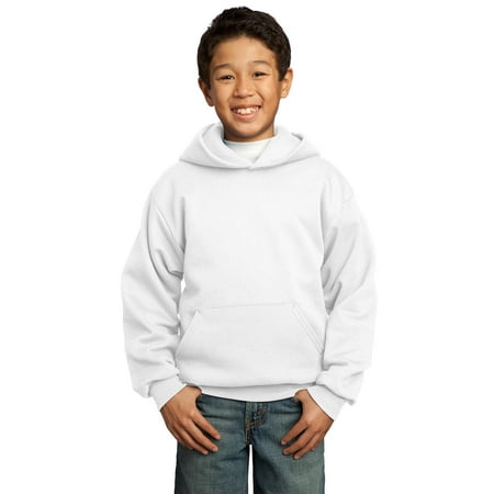 Port & Co Teen Unisex Regular Plain Long Sleeves Sweatshirt White Medium