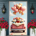 thumbnail image 4 of Pink Cherry Blossom Love Banner Red Heart Pattern Valentine Display Cute  Swing Design Heart Backdrop for Valentine's Day Anniversary Romantic Date, 4 of 8