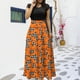 thumbnail image 5 of Faldas largas Vestido informal con cuello redondo, traje de vacaciones de estilo elegante y ajustado para mujer de talle alto Ygjytge Naranja T L para Mujer, 5 of 6