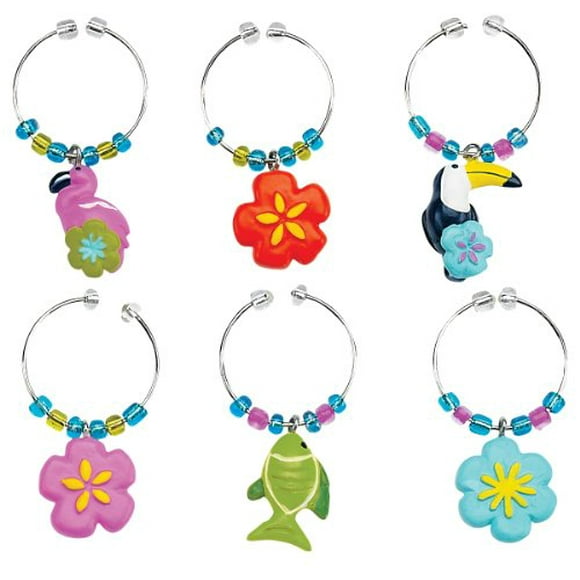 Boston Warehouse Flamingo and Friends Wine Charm, Set of 6
