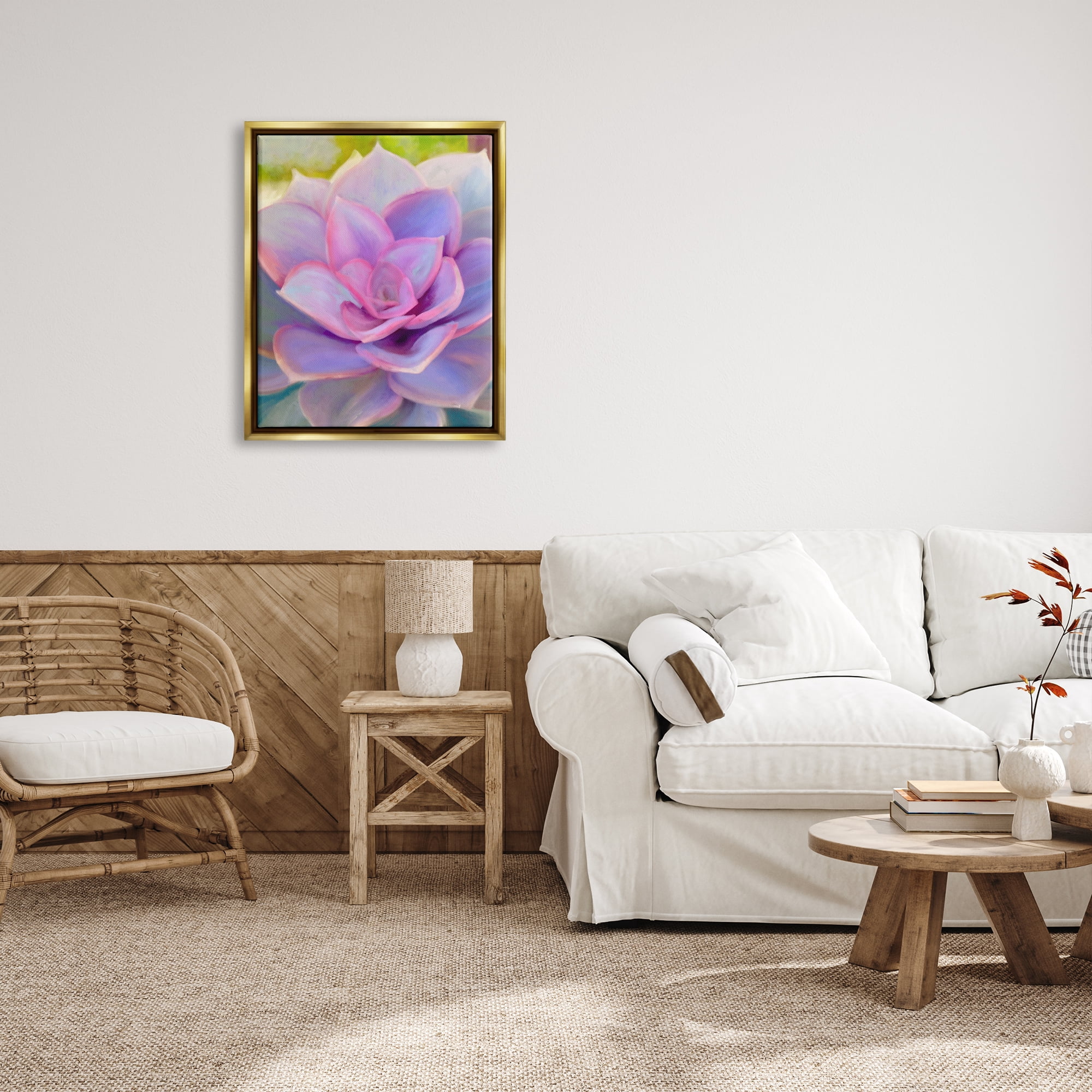 Stupell Industries Purple Plant Leaves Botanical & Floral Painting Gold Floater Framed Art Print Wall Art, 25 x 31