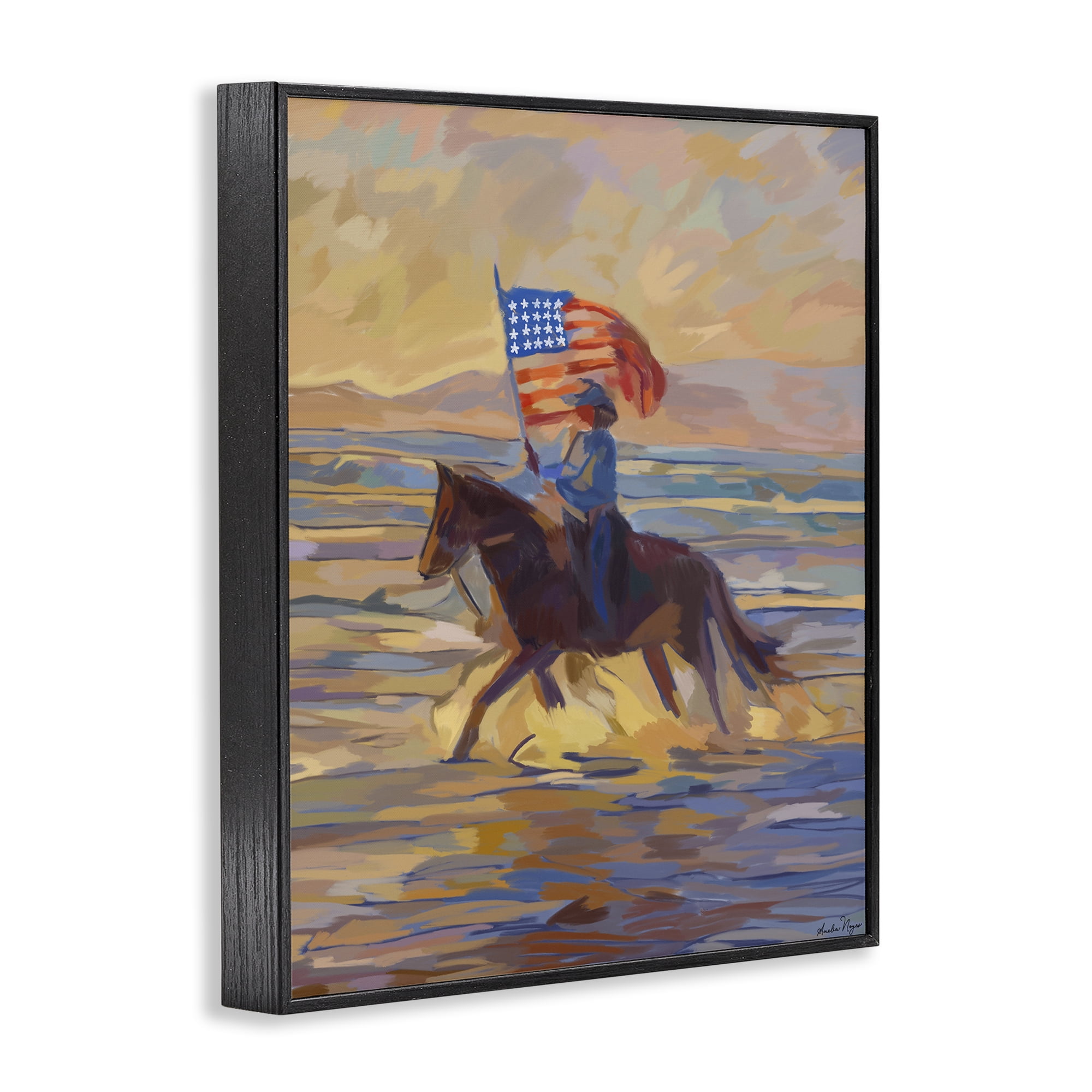 Stupell Industries American Cowgirl Abstraction Black Framed Giclee Art, design by Amelia Noyes