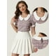 thumbnail image 2 of Top de tweed para blusa con cuello Peter Pan con decoración de botones para mujer rosa gris XL, 2 of 5