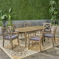 thumbnail image 2 of Lawrence Outdoor 7 Piece Acacia Wood Dining Set, Gray and Dark Gray, 2 of 14