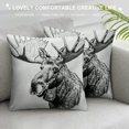 thumbnail image 3 of ONETECH  Square Pillow Cover Black Moose Eurasian Elk Head Wildlife Drawing Throw Cushion Covers for Couch Chair Bedroom, 3 of 5