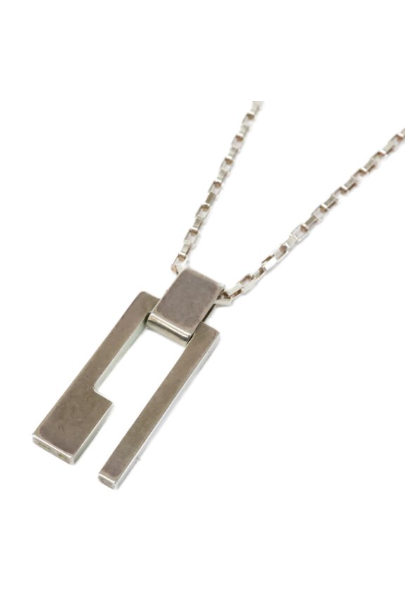Pre-Owned GUCCI 925 G Logo Top Chain Necklace Silver Men's