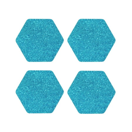 

Tideii Blue Glitter for Leather Coasters 4 Pieces Anti-fouling and Anti-scalding Decorative Coasters Suitable for Restaurants Kitchens Coffee Shops-Hexagon