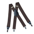 thumbnail image 3 of Suspenders for Men 4 Clips Elastic Straps 1.38 Inches Wide Solid Color Adjustable Heavy Duty Pants Brace Adult for Work Womens Brown, 3 of 7